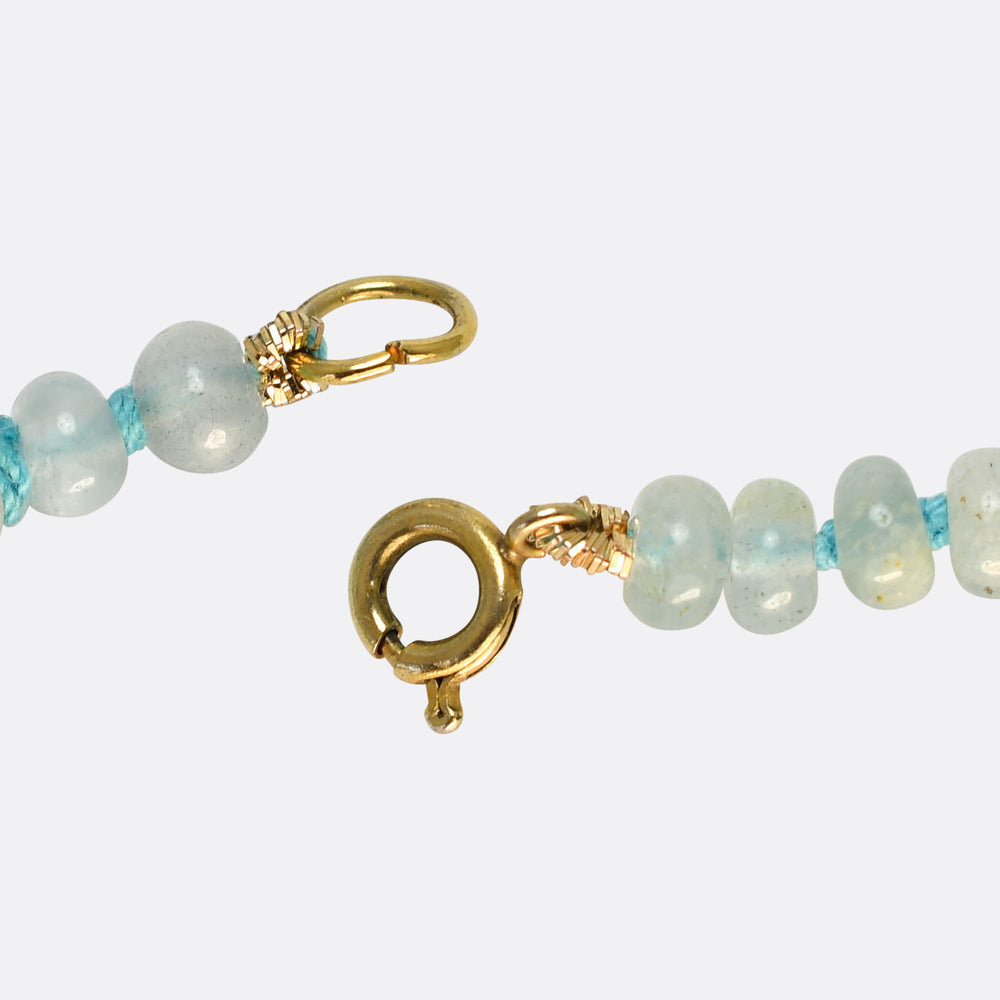 1920's Aquamarine Bead Necklace
