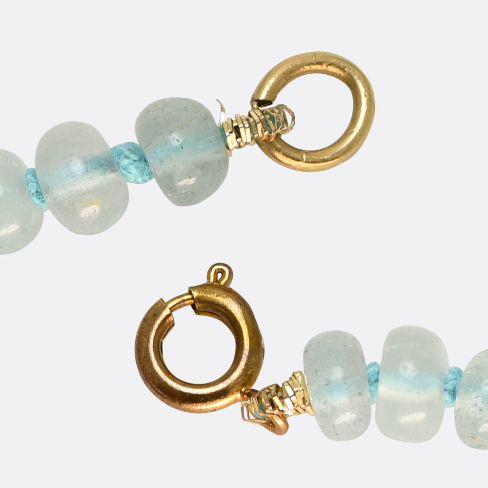 1920's Aquamarine Bead Necklace