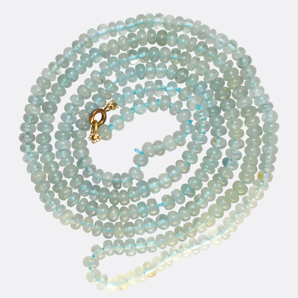 1920's Aquamarine Bead Necklace