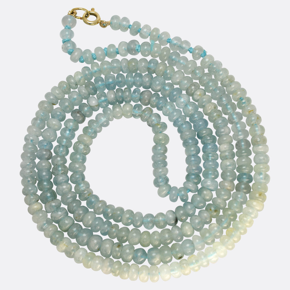 1920's Aquamarine Bead Necklace