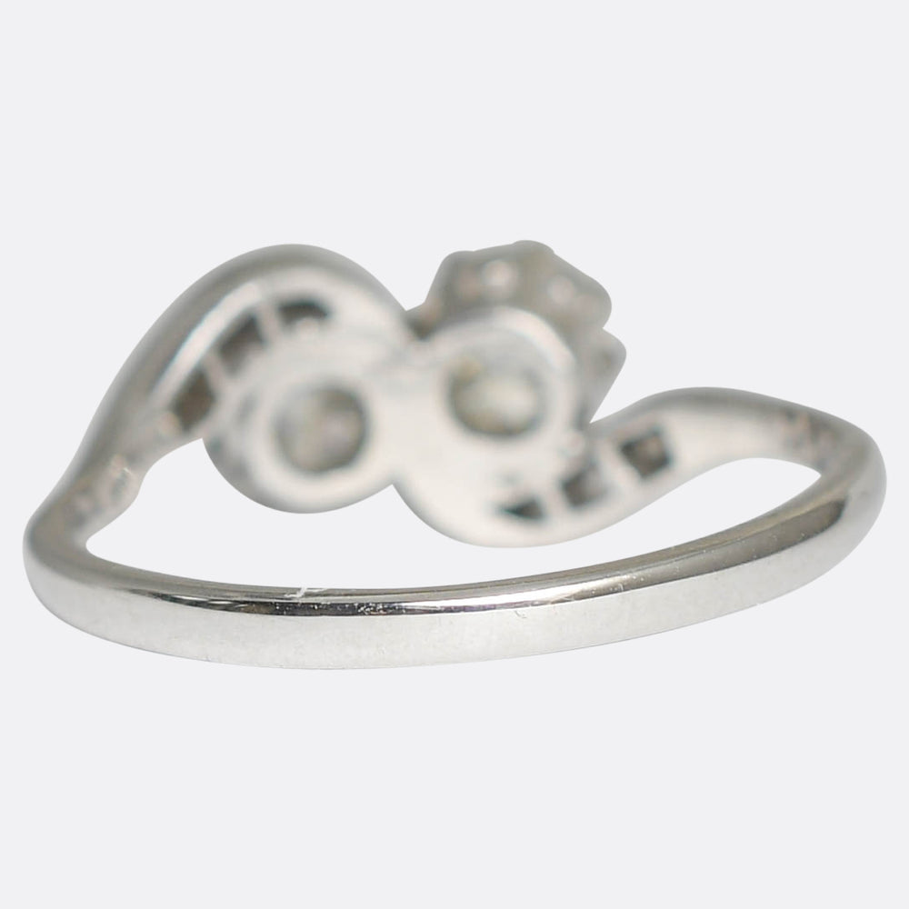 1920's Diamond Toi et Moi Crossover Engagement Ring