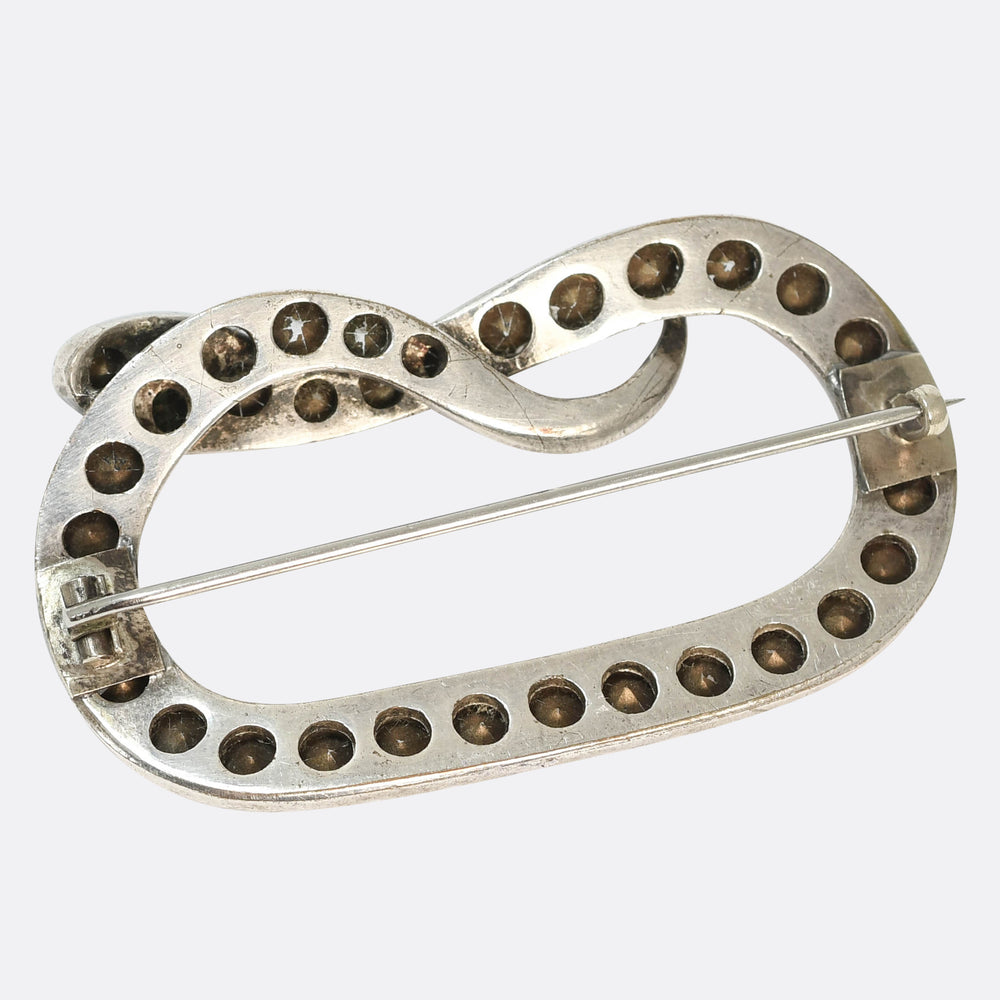 1920's Paste Stone Ouroboros Snake Brooch