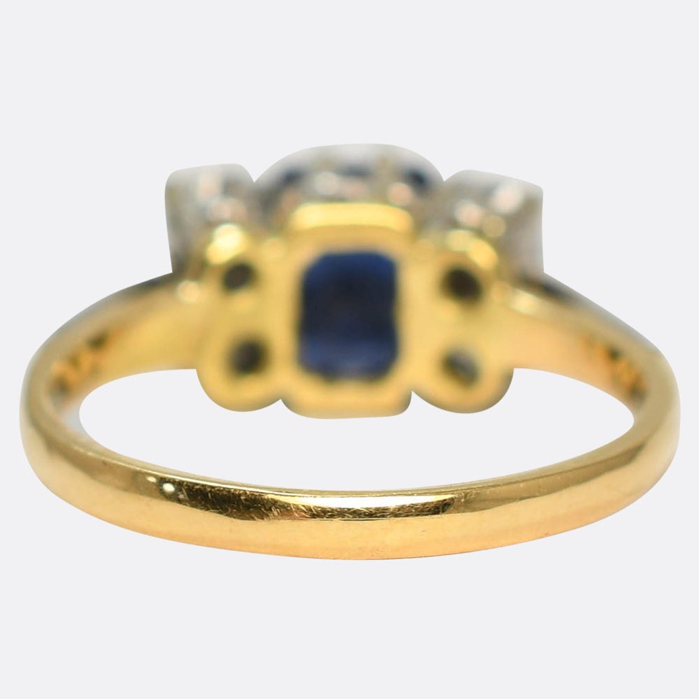 1920's Sapphire & Diamond Cluster Ring