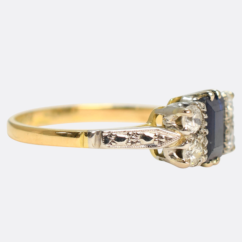 1920's Sapphire & Diamond Cluster Ring