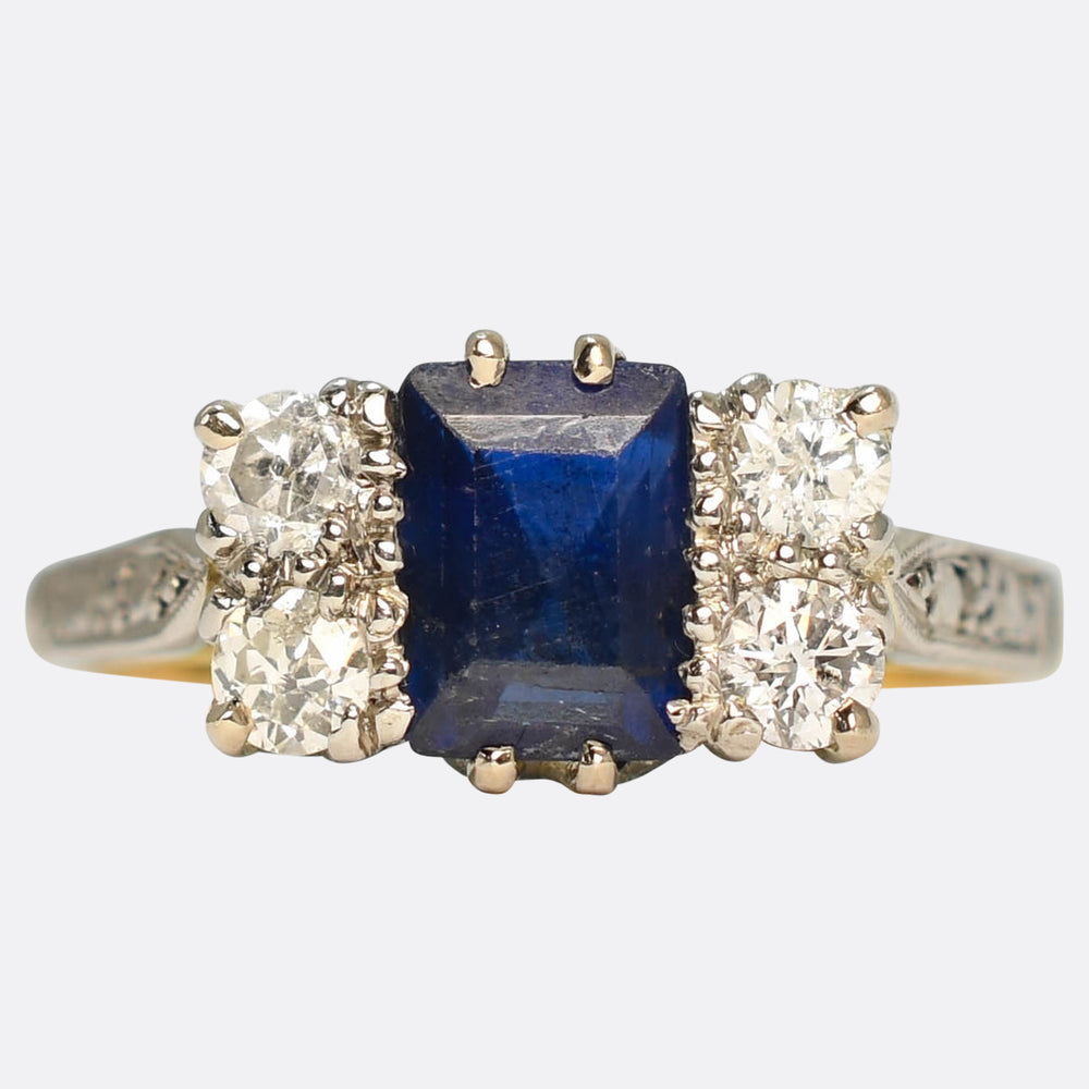 1920's Sapphire & Diamond Cluster Ring