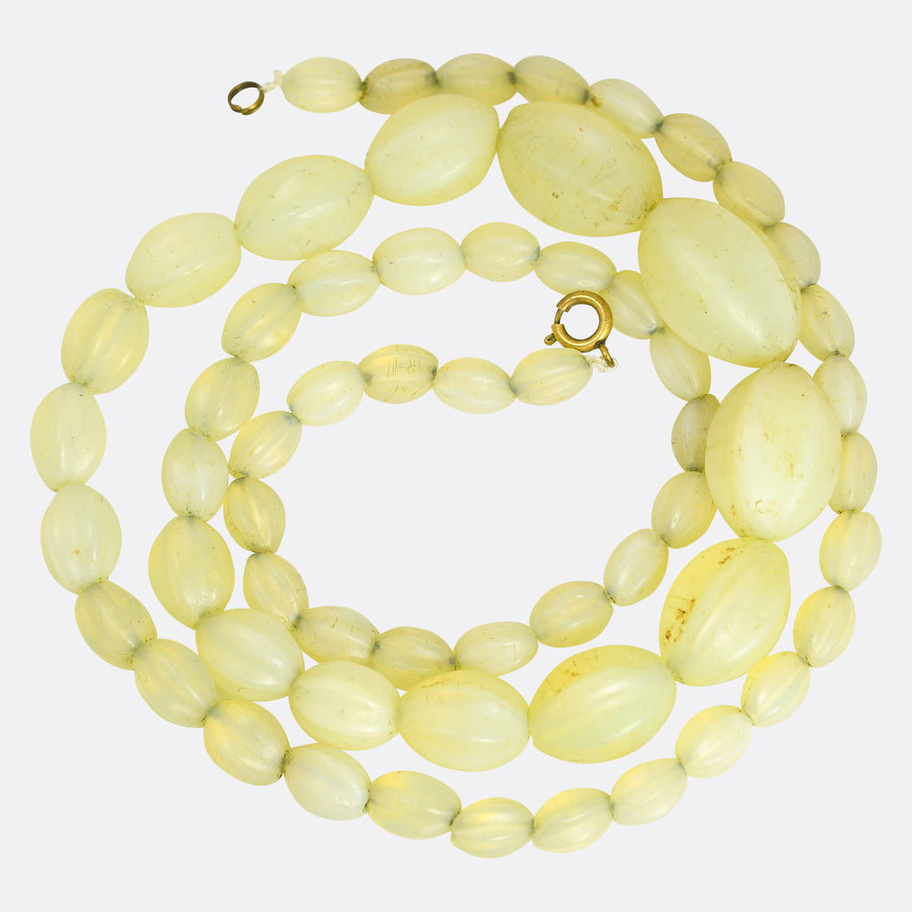 1920's Uranium Glass Bead Necklace