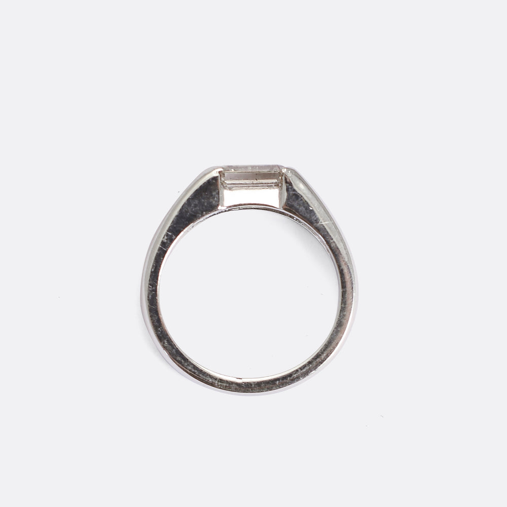 1920's 'A Touch of Pink' Carré Cut Diamond Platinum Ring