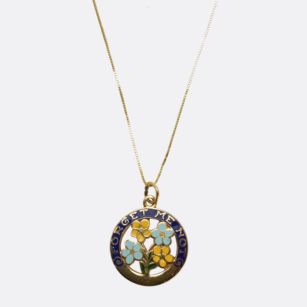 1930's 14k Gold Enamel Forget-Me-Not Charm