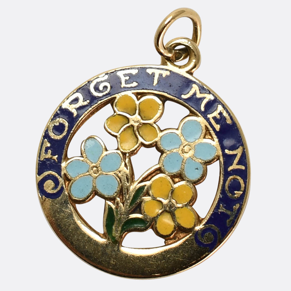 1930's 14k Gold Enamel Forget-Me-Not Charm