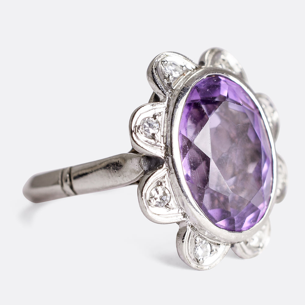 1930's Amethyst Flower Cluster Ring