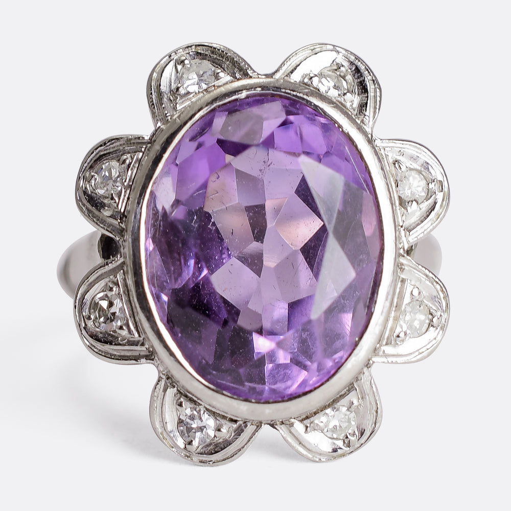 1930's Amethyst Flower Cluster Ring