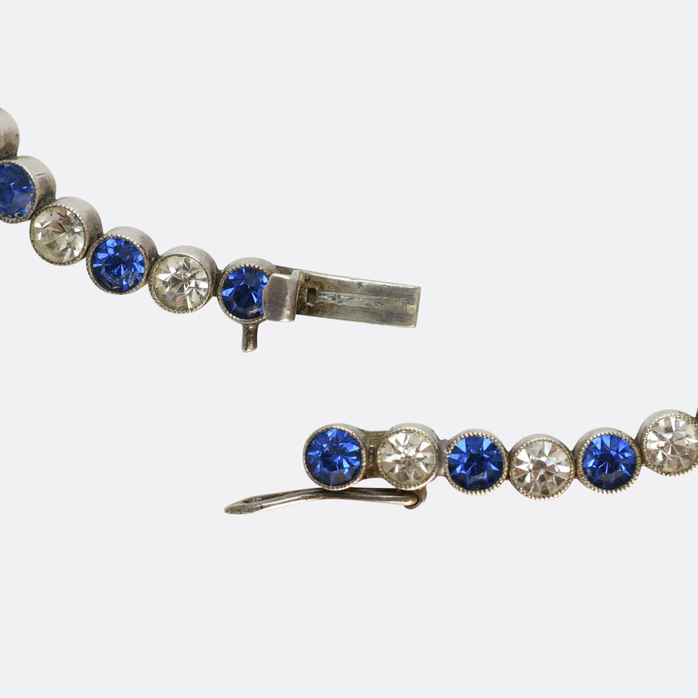 1930's Blue & White Paste Tennis Bracelet