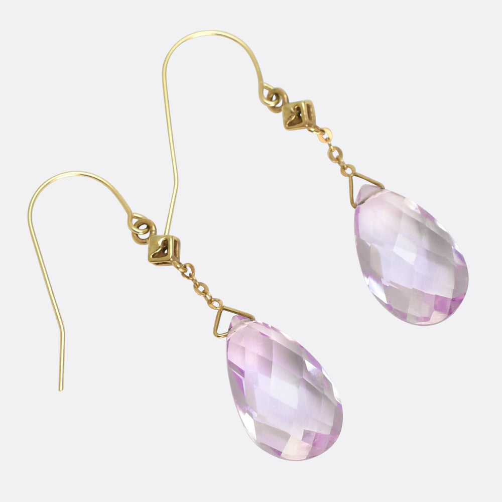 1930's Briolette Amethyst & Diamond Earrings