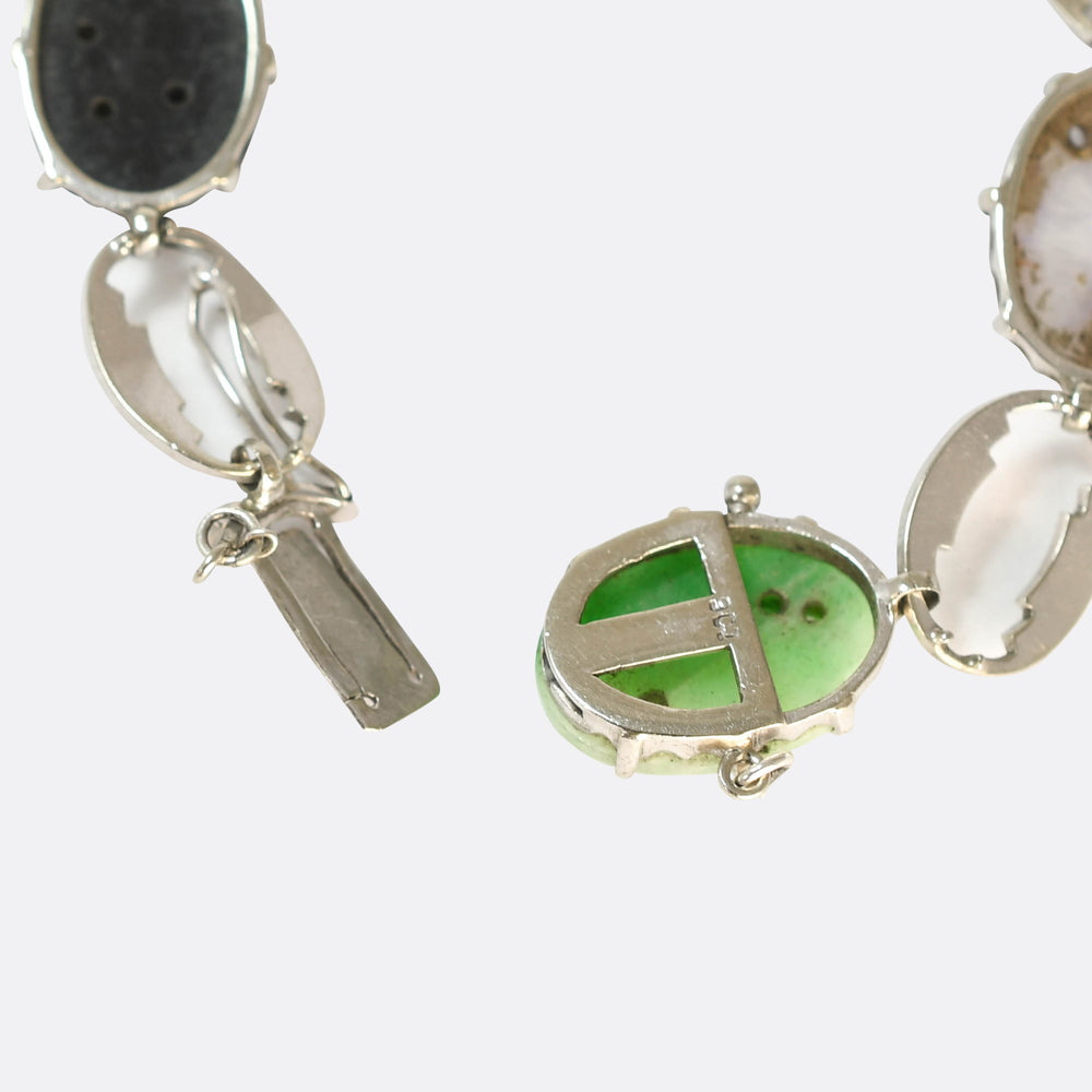 1930's Carved Jade Panel Bracelet