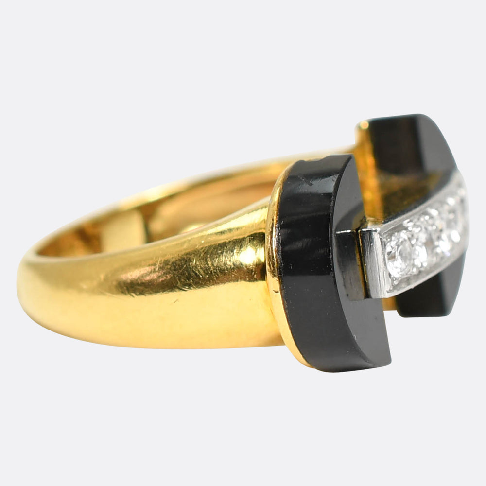 1930's Diamond 5-Stone & Onyx Ring