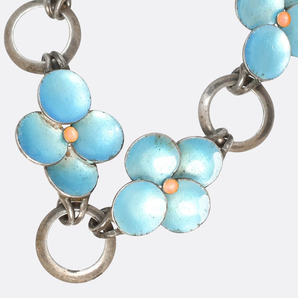 1930's Enamel Flower Bracelet by Bernard Instone