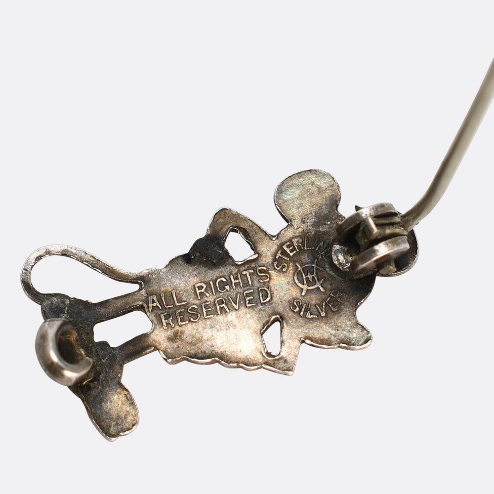 1930's Enamel Silver Mickey Mouse Brooch by Charles Horner