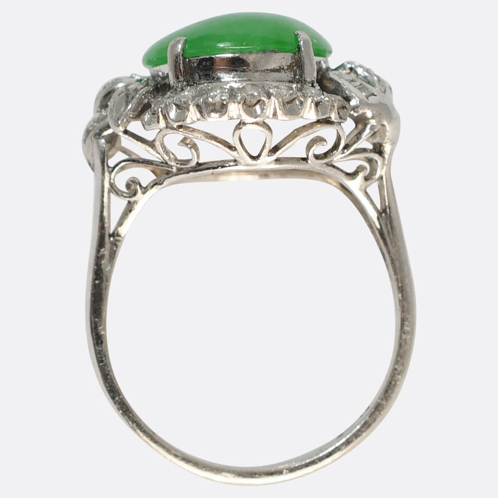 1930's Jade & Diamond Cocktail Ring