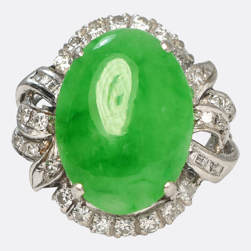 1930's Jade & Diamond Cocktail Ring