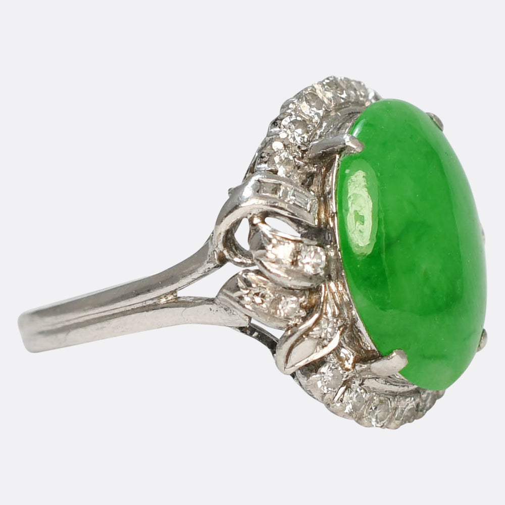 1930's Jade & Diamond Cocktail Ring
