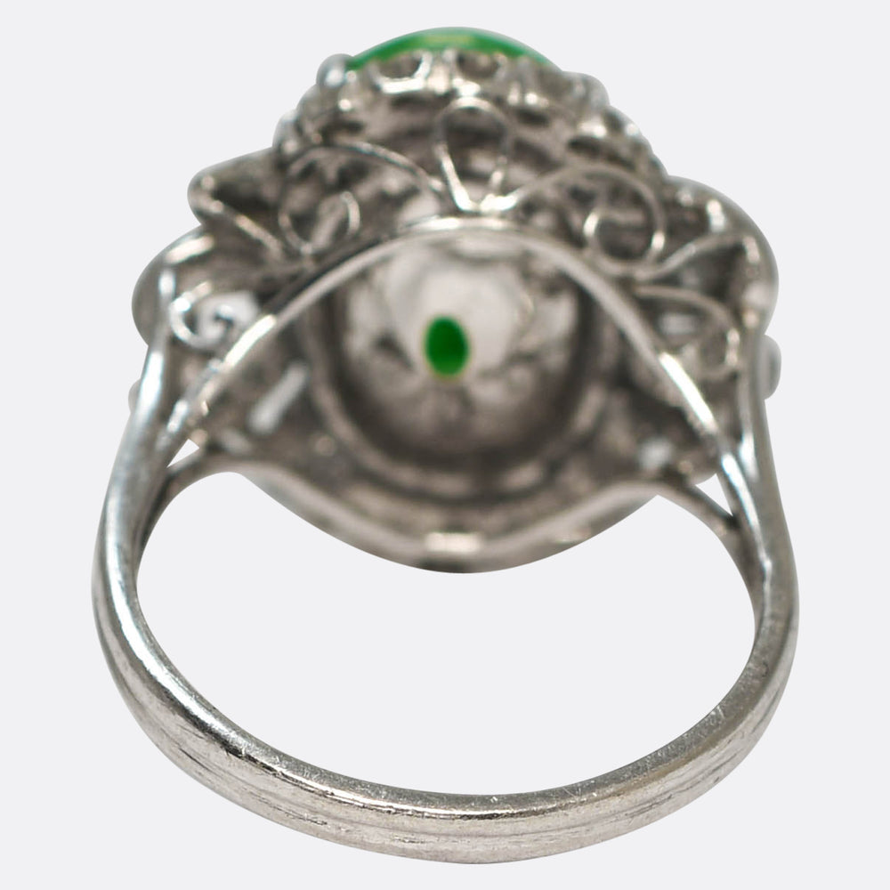 1930's Jade & Diamond Cocktail Ring
