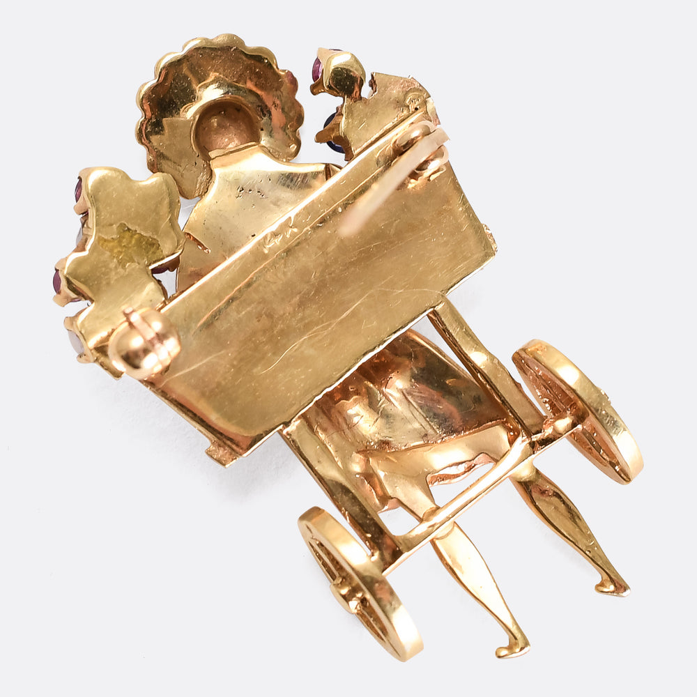 1930's Multi-Gem Flower Cart Brooch