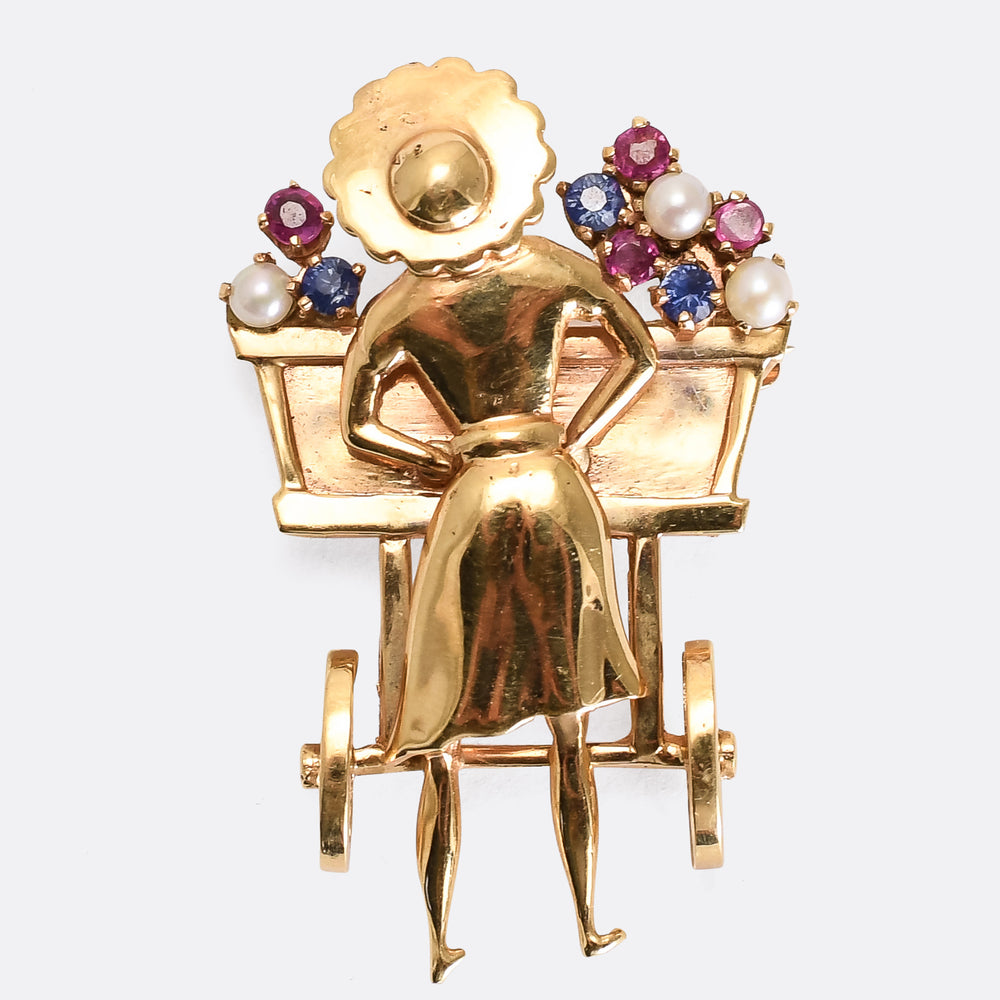 1930's Multi-Gem Flower Cart Brooch