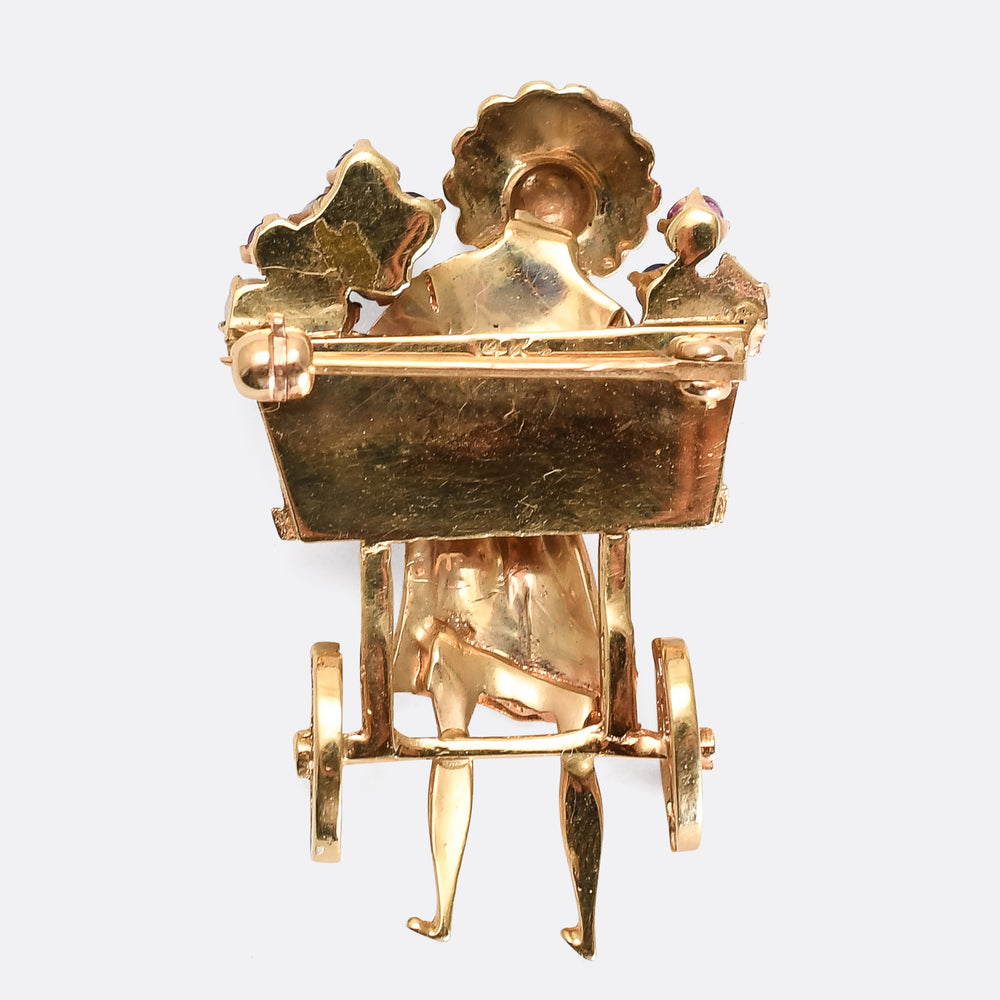 1930's Multi-Gem Flower Cart Brooch