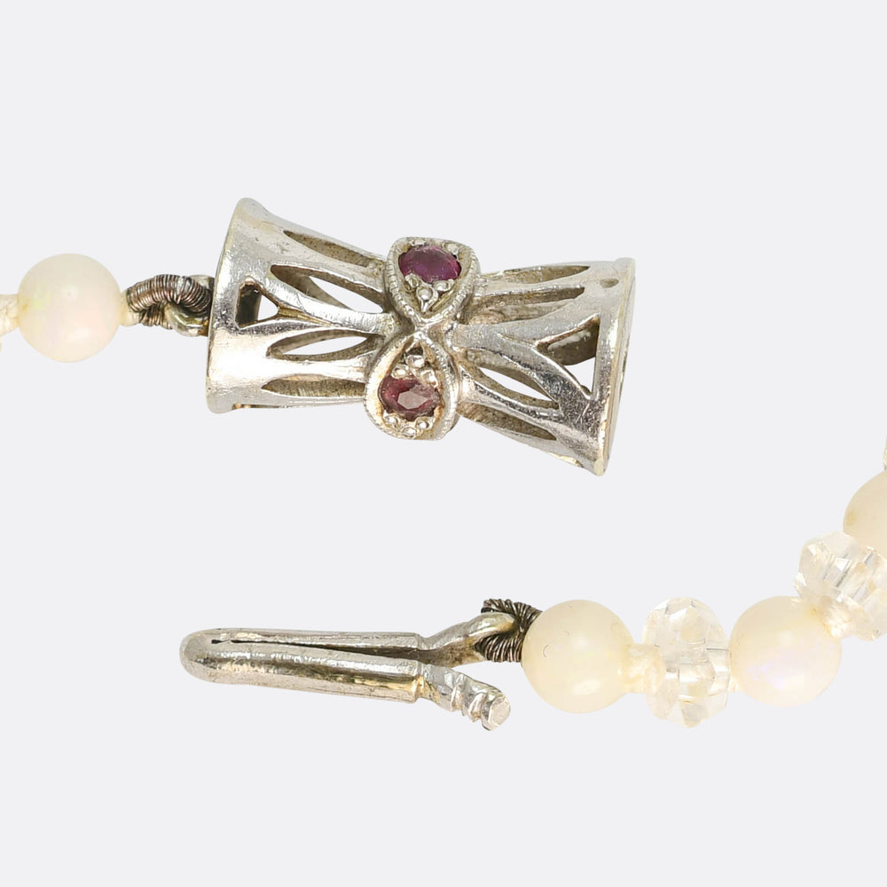 1930's Opal & Rock Crystal Bead Necklace