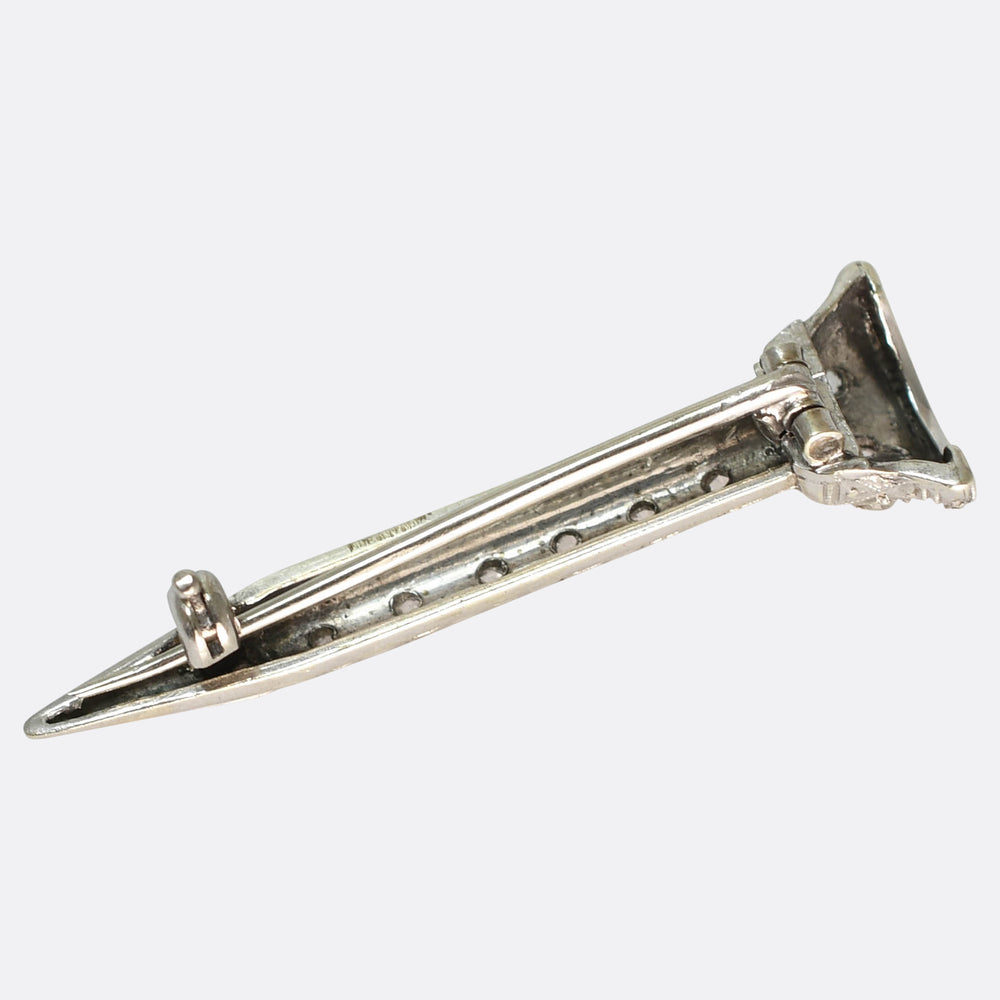 1930's Rose Cut Diamond Nail Brooch