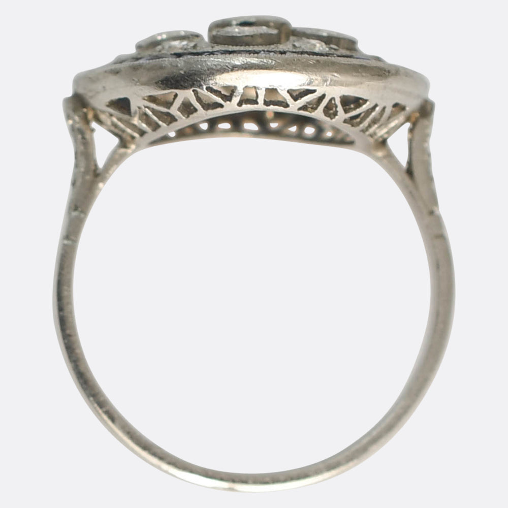 1930's Sapphire & Diamond Openwork Cluster Ring