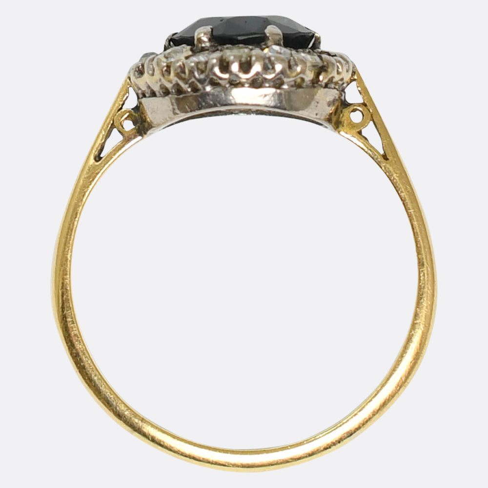 1930's Sapphire & Diamond Round Cluster Ring