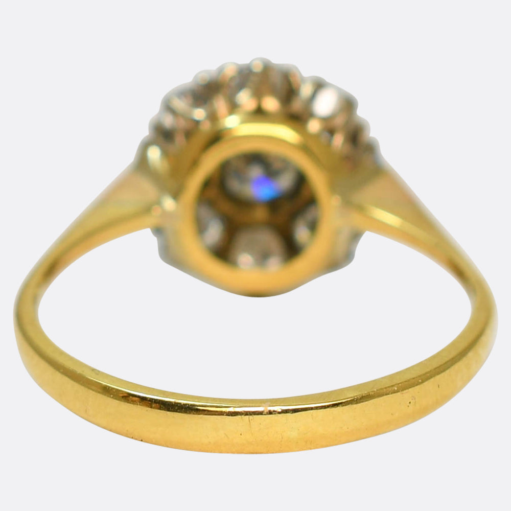 1930's Transitional Cut Diamond Flower Ring