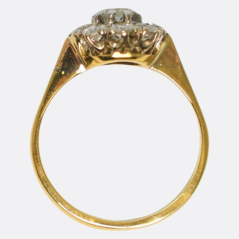 1930's Transitional Cut Diamond Flower Ring