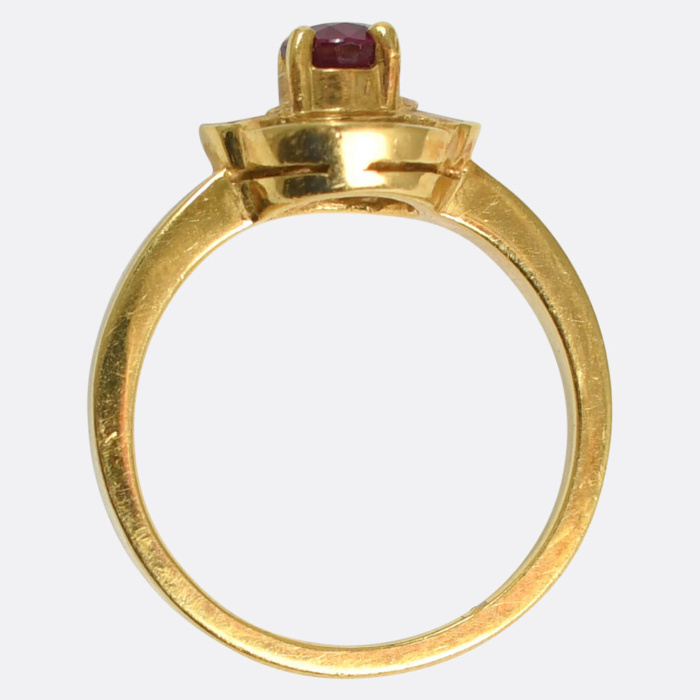 1940's Ruby & Diamond Cluster Ring