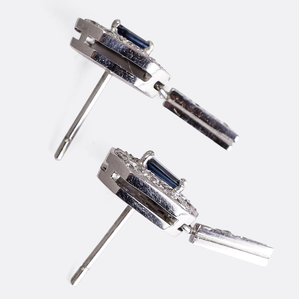 1940's Sapphire & Diamond Cluster Earrings