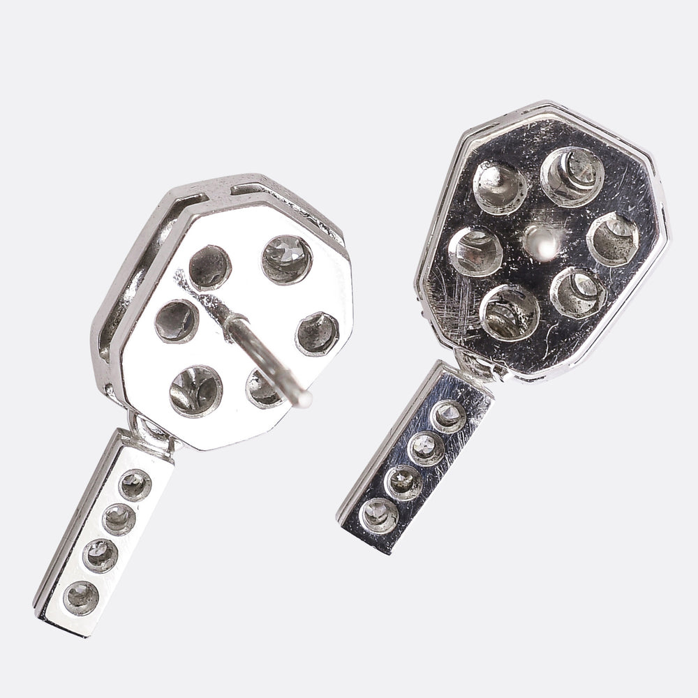 1940's Sapphire & Diamond Cluster Earrings