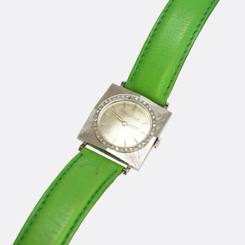 1970's Lucien Piccard Diamond & 14k White Gold Wristwatch