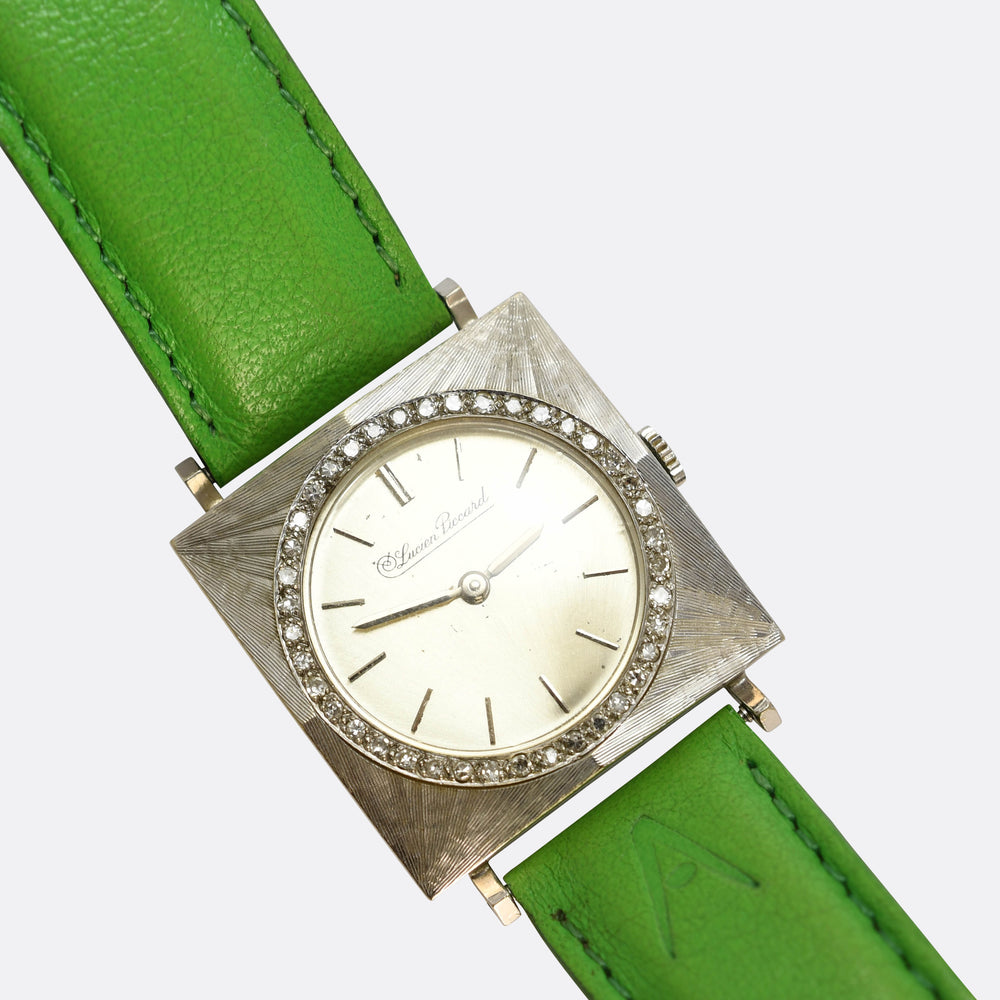 1970's Lucien Piccard Diamond & 14k White Gold Wristwatch