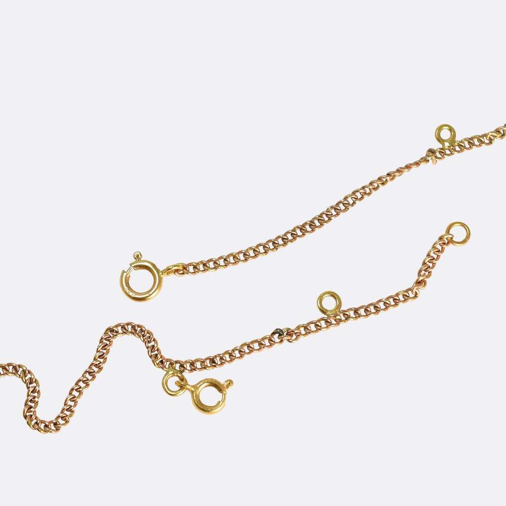 19th Century Boxed European Diamond Fringe Necklace