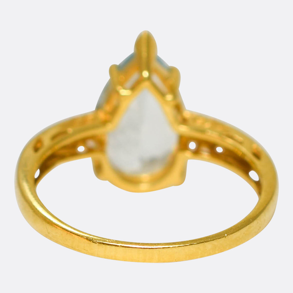2.20ct Pear Cut Aquamarine Solitaire Ring