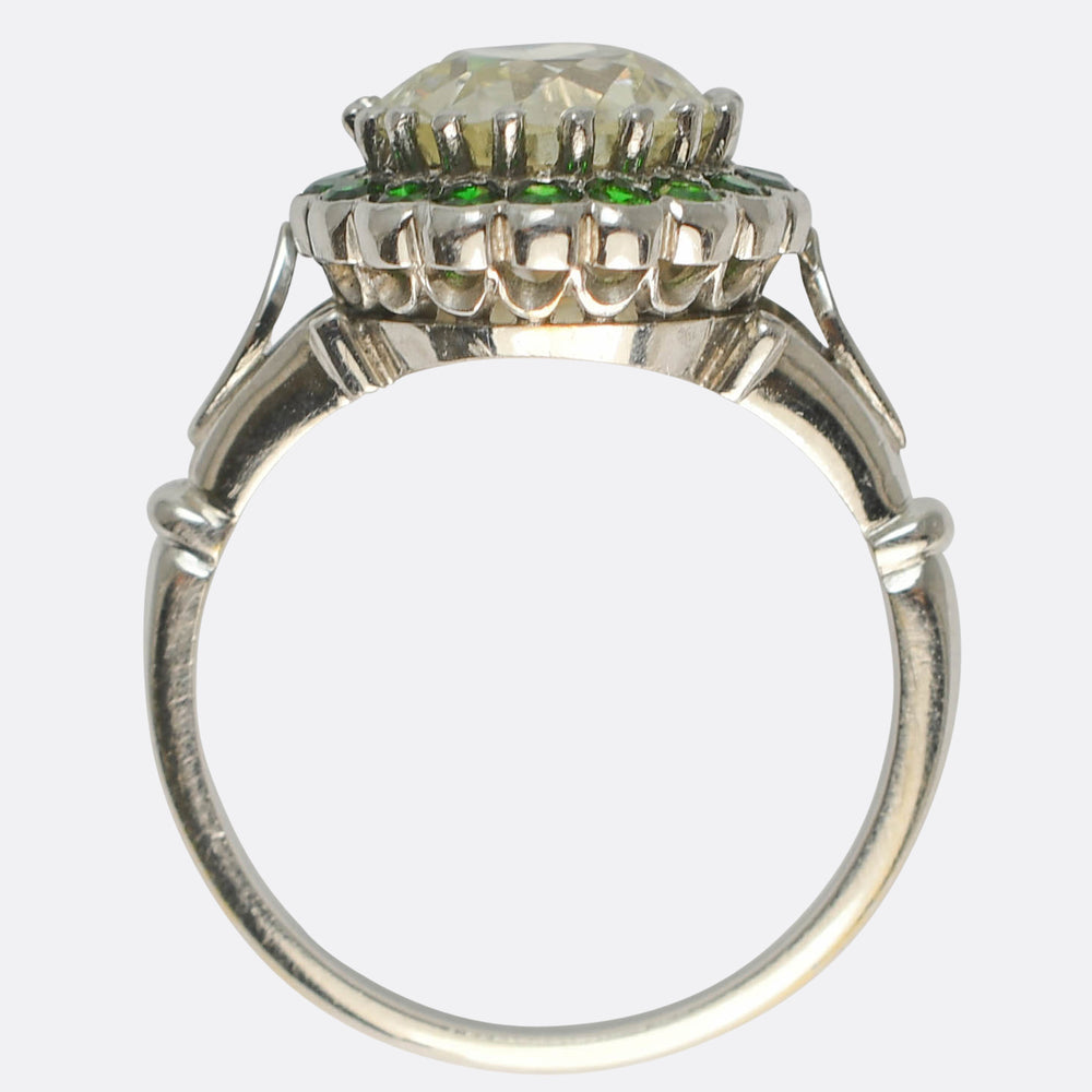 2.70ct Diamond & Tsavorite Garnet Halo Engagement Ring