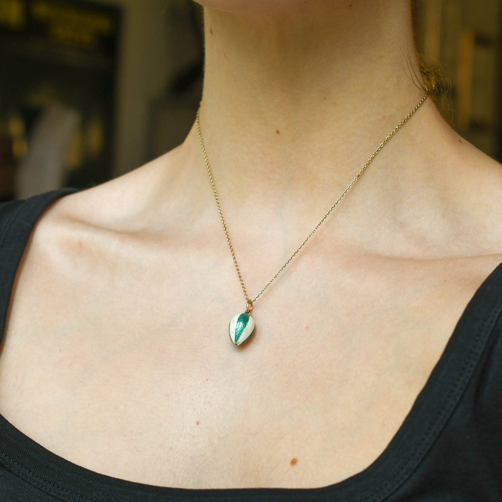 Antique Russian Enamel Miniature Egg Pendant