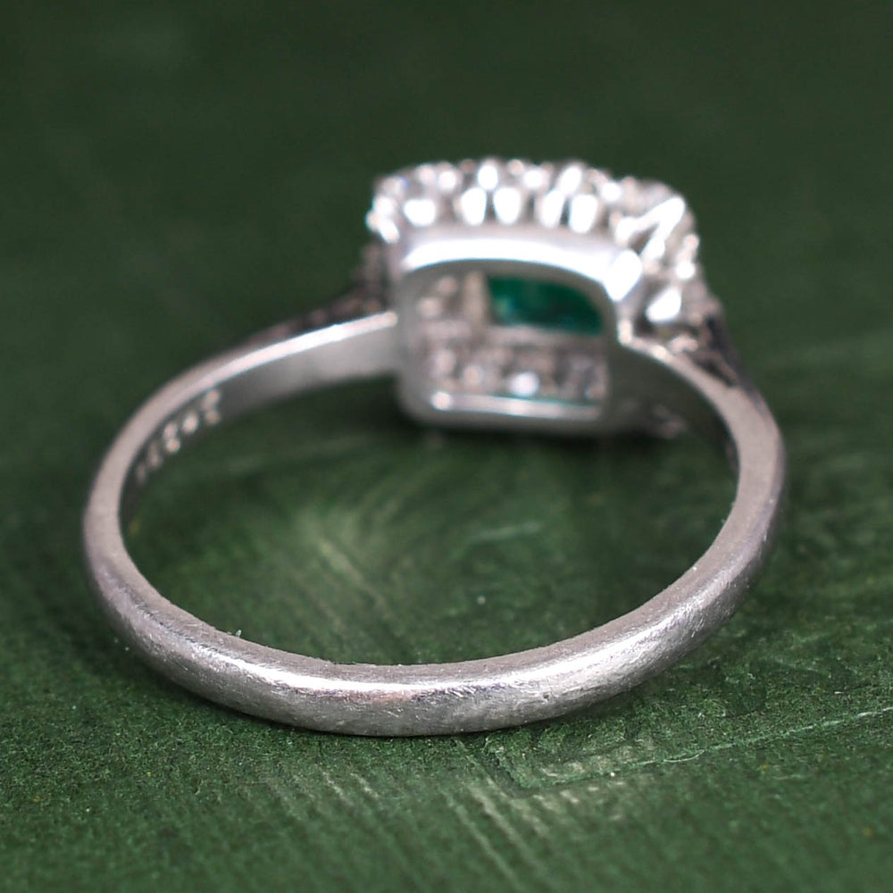 1920's Emerald & Diamond Cluster Ring by Cropp & Farr