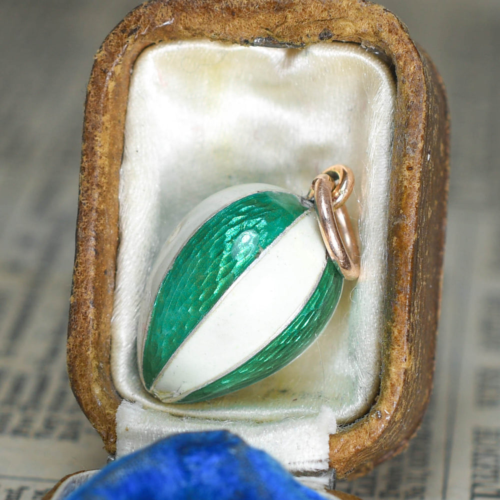Antique Russian Enamel Miniature Egg Pendant