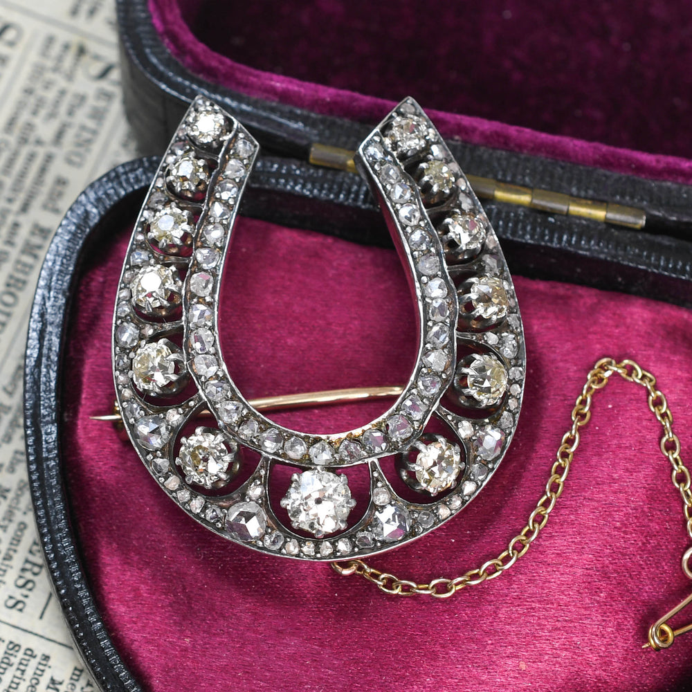 Victorian Diamond Lucky Horseshoe Brooch