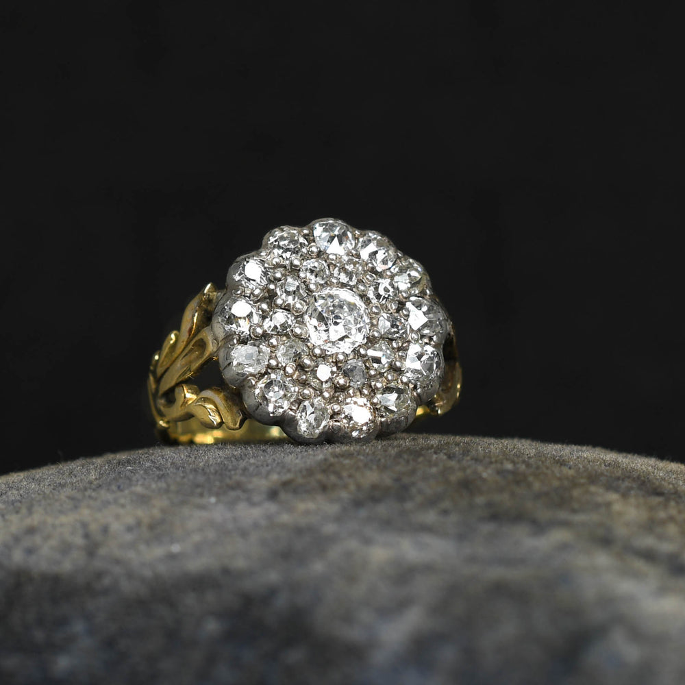 Georgian Old Cut Diamond Cobblestone Cluster Ring