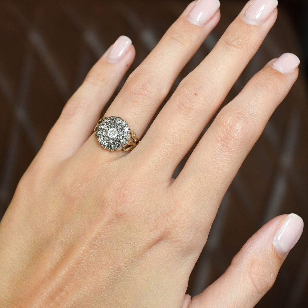 Georgian Old Cut Diamond Cobblestone Cluster Ring