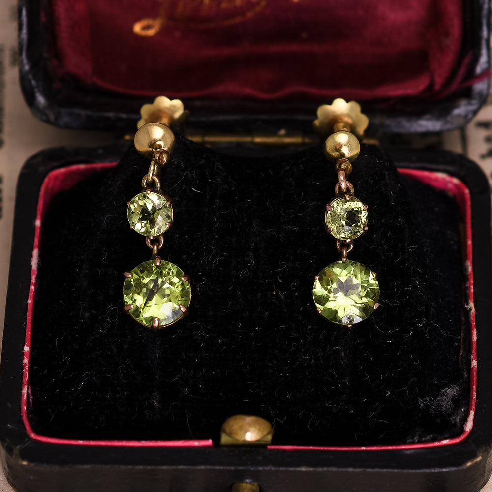 Edwardian Peridot Drop Earrings