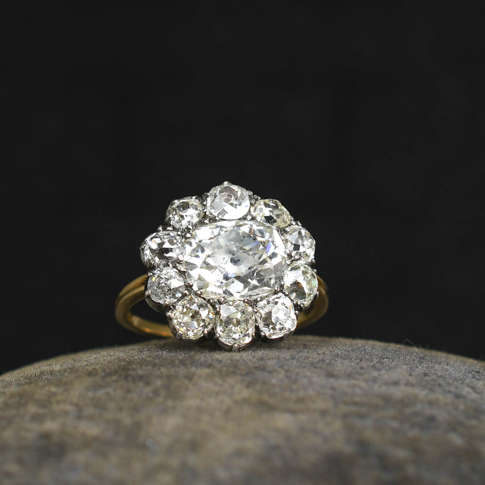 Georgian 5.36ct Old Cut Diamond Cluster Ring